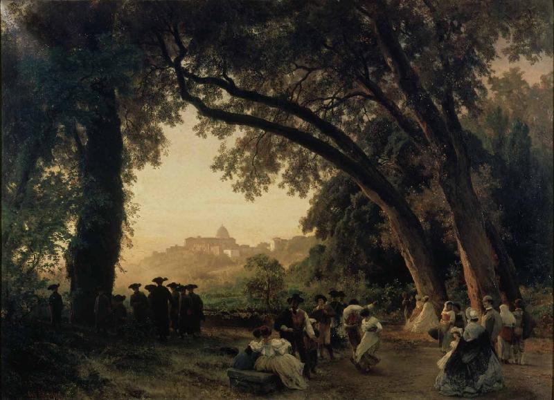 Oswald achenbach Saltarellotanz mit Blick auf Castel Gandolfo oil painting picture